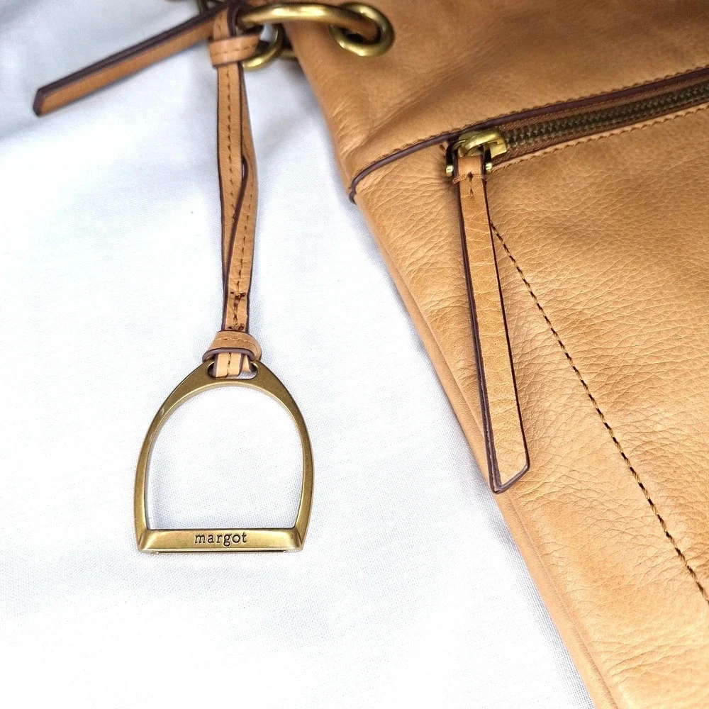Margot New York Leather Messenger Hobo Handbag Purse‎ Cognac Shoulder Bag Brown